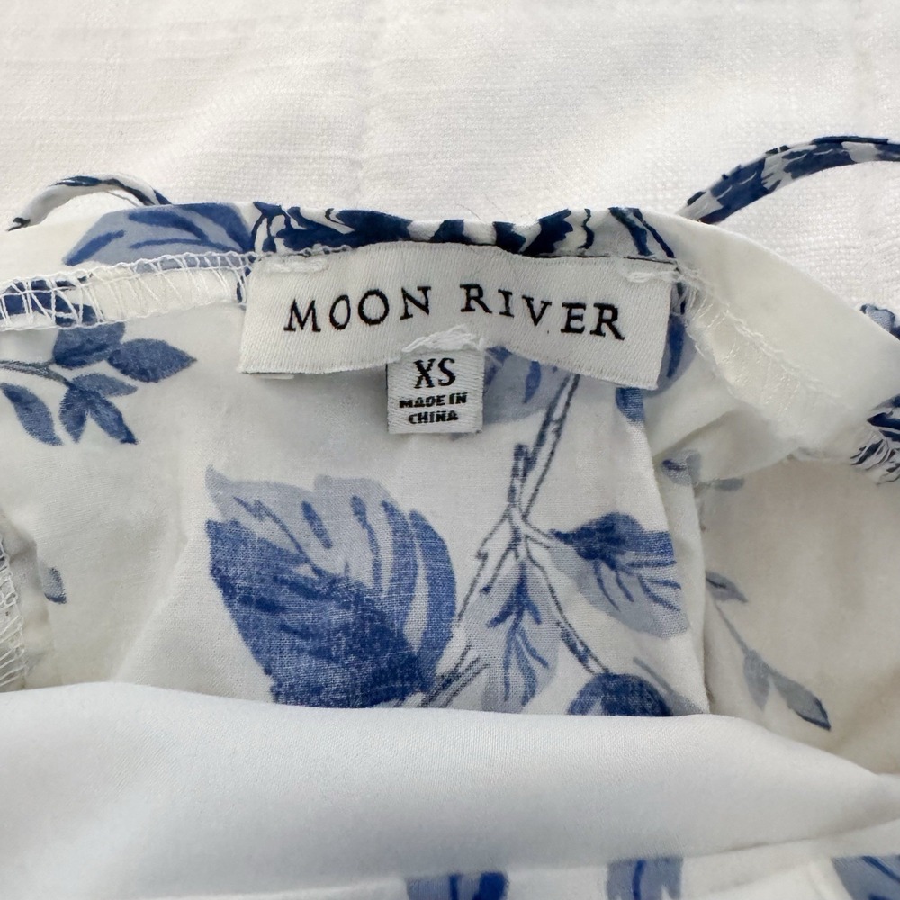 Moon River Women's Dress XS Bloom By Bloom Blue White Floral Maxi Summer $120 - Picture 6 of 10